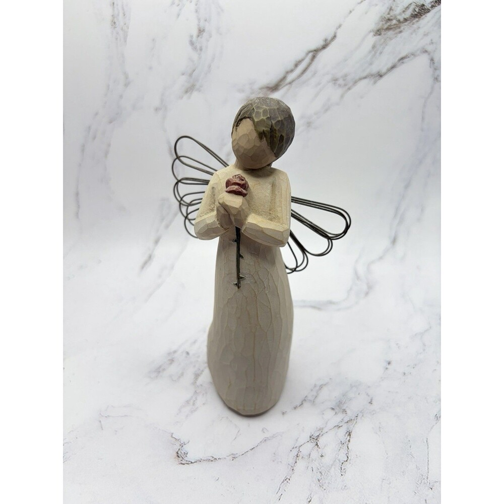 Willow Tree “Loving Angel” Figurine Holding a Long Stem Rose (no box, 2002)
